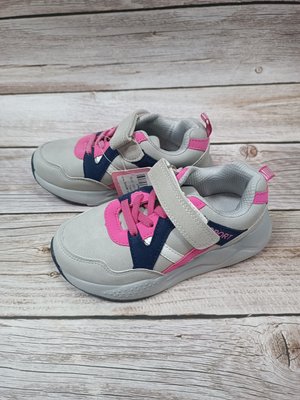 Кросівки сірі перфоровані з рожевими вставками Китай, 28